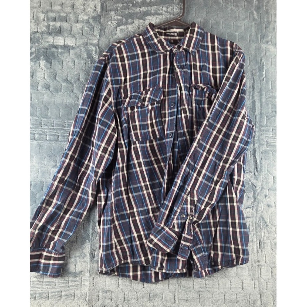 Ocean Current‎ Blue Plaid Red Striped Button up Shirt Large